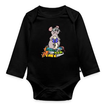 Book Nerd - Leseratte - Baby Bio-Langarm-Body - Schwarz - Vorne