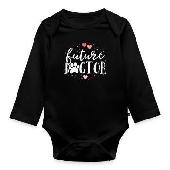 Zukünftiger Dogtor-Hundedoktor Vet Tech Veterinarian - Baby Bio-Langarm-Body - Schwarz - Vorne