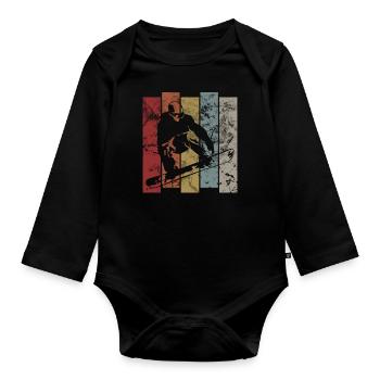 Snowboard winter holiday apres ski gift - Organic Longsleeve Baby Bodysuit - black - Front