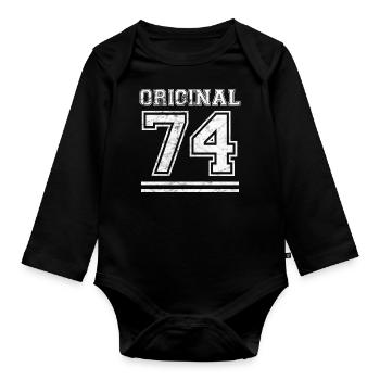 Original 74 Joyeux 74ème anniversaire Idée cadeau - Body Bébé bio manches longues - noir - Devant