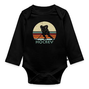Ice hockey retro vintage - Organic Longsleeve Baby Bodysuit - black - Front