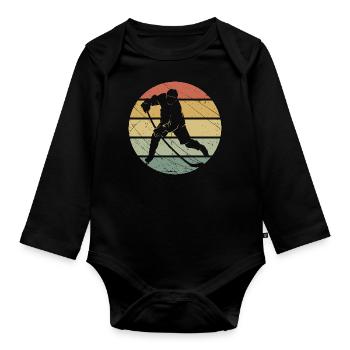 Eishockey retro vintage - Baby Bio-Langarm-Body - Schwarz - Vorne
