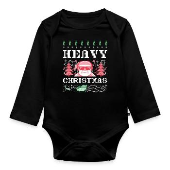 Ugly Christmas Design Heavy Metal - Organic Longsleeve Baby Bodysuit - black - Front