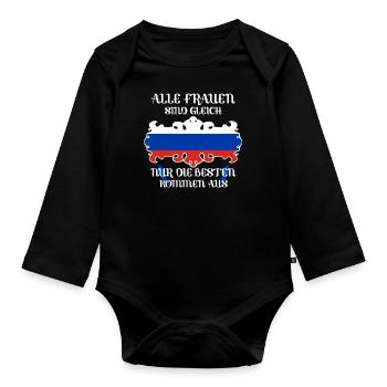 russische Frauen Russin Russkiy Babushka Pyccknn - Baby Bio-Langarm-Body - Schwarz - Vorne