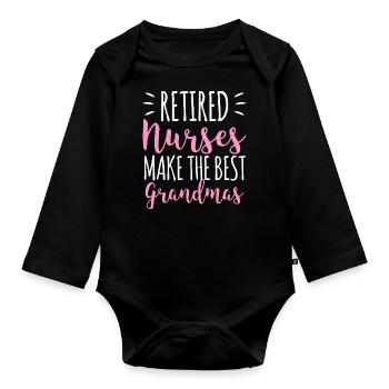Infirmières retraitées: Idée de cadeau de retraite pour grand-mères - Body Bébé bio manches longues - noir - Devant