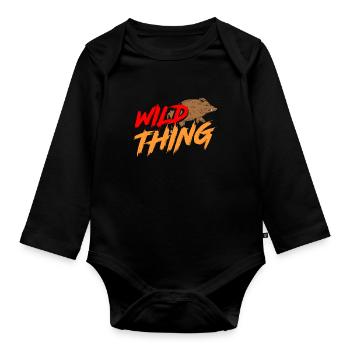 Wild boar - Organic Longsleeve Baby Bodysuit - black - Front