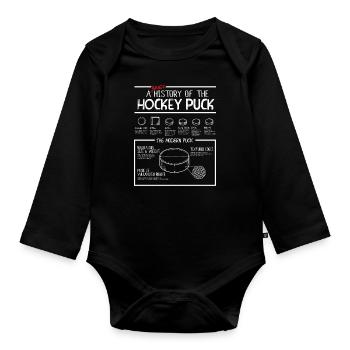 Eishockey Puck History Hockey Geschenk - Baby Bio-Langarm-Body - Schwarz - Vorne