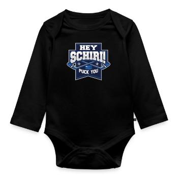 Eishockey Hockeyspieler Schiri Hockey Geschenk - Baby Bio-Langarm-Body - Schwarz - Vorne