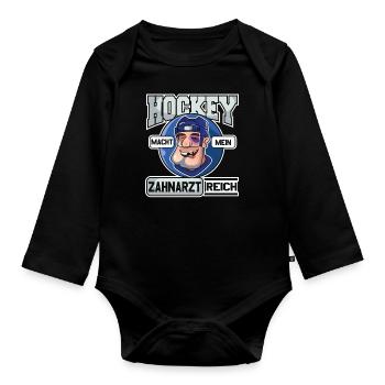 Eishockey Hockeyspieler Zahnarzt Hockey Geschenk - Baby Bio-Langarm-Body - Schwarz - Vorne