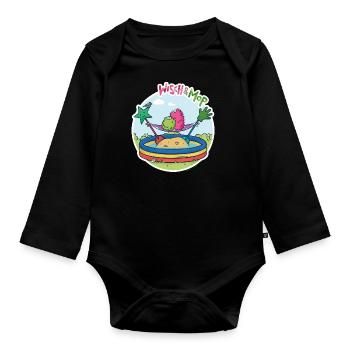 Planschbecken-Insel - Baby Bio-Langarm-Body - Schwarz - Vorne
