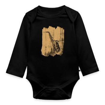Saxophon - Baby Bio-Langarm-Body - Schwarz - Vorne