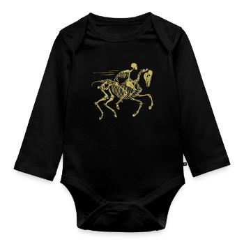 Un cheval à cheval - Body Bébé bio manches longues - noir - Devant