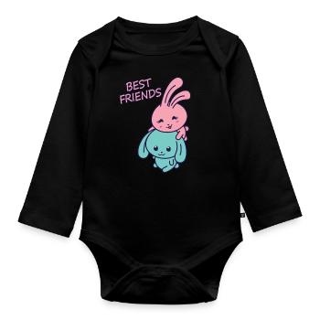 Best friends - Organic Longsleeve Baby Bodysuit - black - Front
