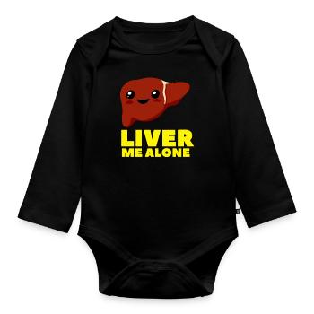 Kawaii joke cartoon liver - Organic Longsleeve Baby Bodysuit - black - Front