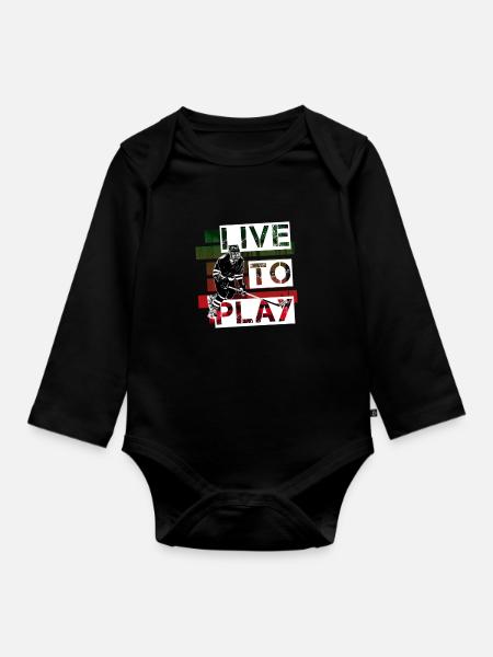 Eishockey - Baby Bio-Langarm-Body - Schwarz