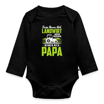 Vater Papa Landwirt Bauer Geschenk - Baby Bio-Langarm-Body - Schwarz - Vorne