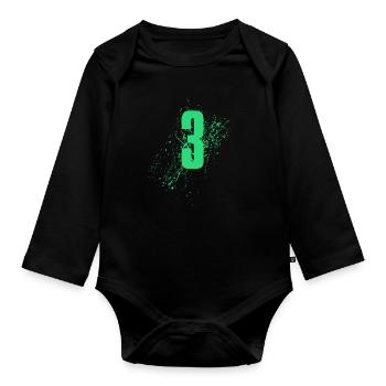 3 Three - Organic Longsleeve Baby Bodysuit - black - Front