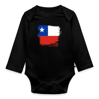 Chile Flagge - Baby Bio-Langarm-Body - Schwarz - Vorne