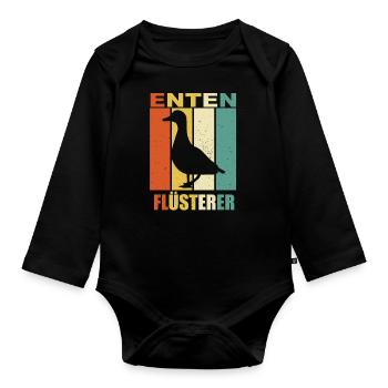 Enten Flüsterer - Entenflüsterer - Baby Bio-Langarm-Body - Schwarz - Vorne