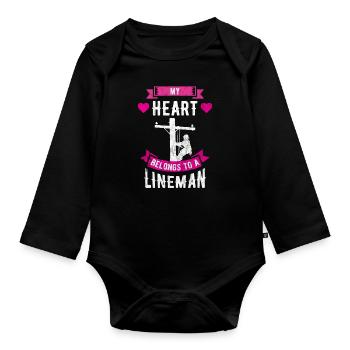 My Heart Belongs To A Lineman Line Worker Gift - Organic Longsleeve Baby Bodysuit - black - Front