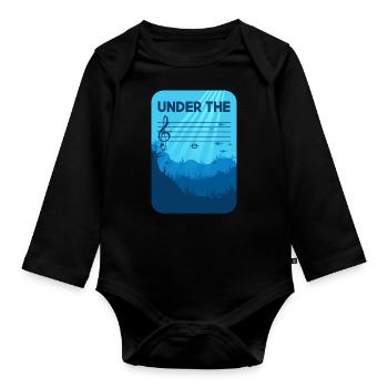 Under The C, musician joke notes classical music - Organic Longsleeve Baby Bodysuit - black - Front