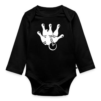 bowling - Organic Longsleeve Baby Bodysuit - black - Front