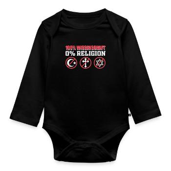 Atheist 100% Science 0% Religion - Organic Longsleeve Baby Bodysuit - black - Front