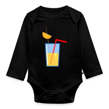 Un délicieux verre de jus d'orange fraîchement pressé - Body Bébé bio manches longues - noir - Devant