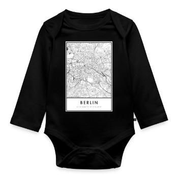Berlin Map City Map Citymap Map - Organic Longsleeve Baby Bodysuit - black - Front