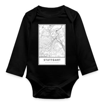 Stuttgart Map Citymap Map - Organic Longsleeve Baby Bodysuit - black - Front