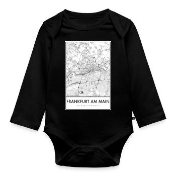Frankfurt am Main map city map map - Organic Longsleeve Baby Bodysuit - black - Front