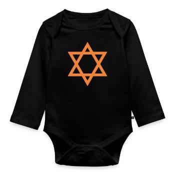 Juif étoile de David cadeau juif - Body Bébé bio manches longues - noir - Devant