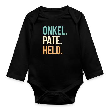 Onkel Pate Held Geschenk - Baby Bio-Langarm-Body - Schwarz - Vorne