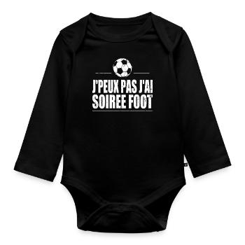 J'peux pas j'ai soirée foot - Body Bébé bio manches longues - noir - Devant