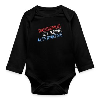 Rassismus ist keine Alternative - Baby Bio-Langarm-Body - Schwarz - Vorne