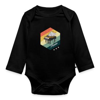 Piano Playing Piano Pianist Gift Sweet - Organic Longsleeve Baby Bodysuit - black - Front