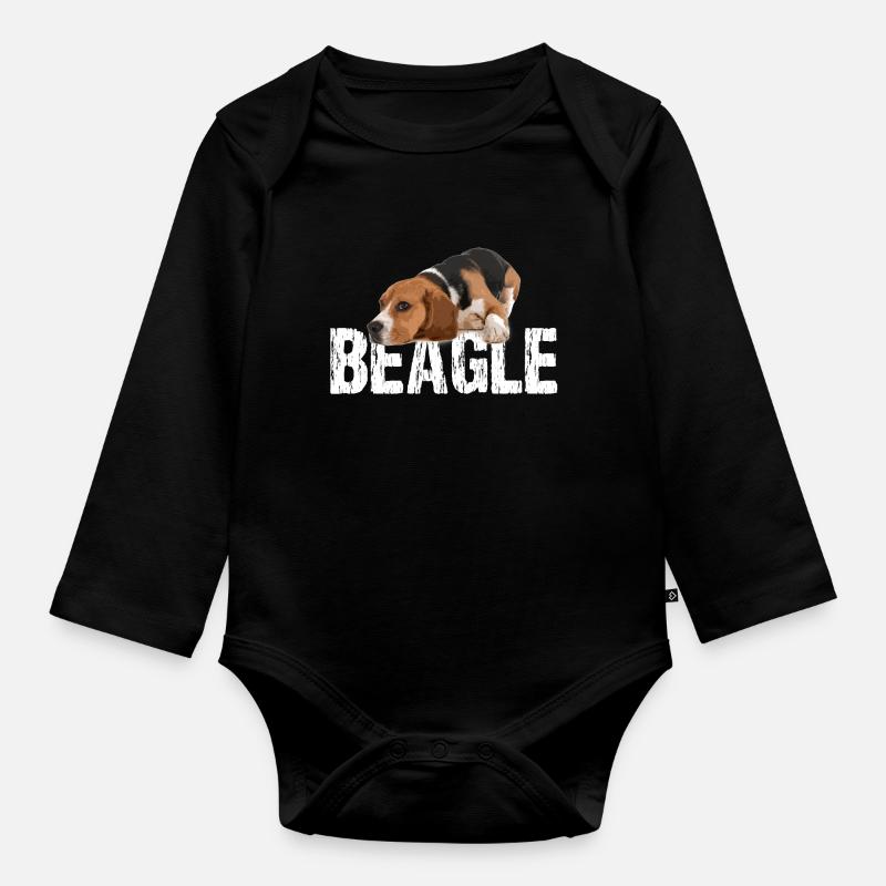 beagle - Baby Bio-Langarm-Body - Schwarz