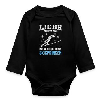 Skispringen Leidenschaft & Liebe - Baby Bio-Langarm-Body - Schwarz - Vorne