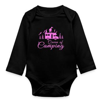 Camping Queen - Body Bébé bio manches longues - noir - Devant