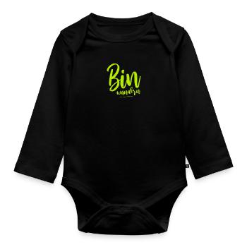 Bin wandern Wanderer Berge - Baby Bio-Langarm-Body - Schwarz - Vorne