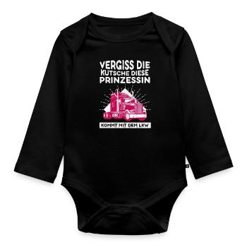 Fahrer Lastwagen Fahrerin LKW Truck Trucker - Baby Bio-Langarm-Body - Schwarz - Vorne