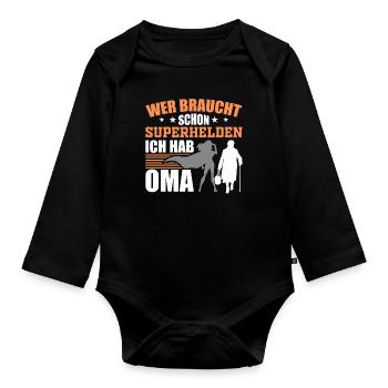 Oma Oma Oma - Baby Bio-Langarm-Body - Schwarz - Vorne