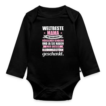 Weltbeste Mama Geschenk - Baby Bio-Langarm-Body - Schwarz - Vorne