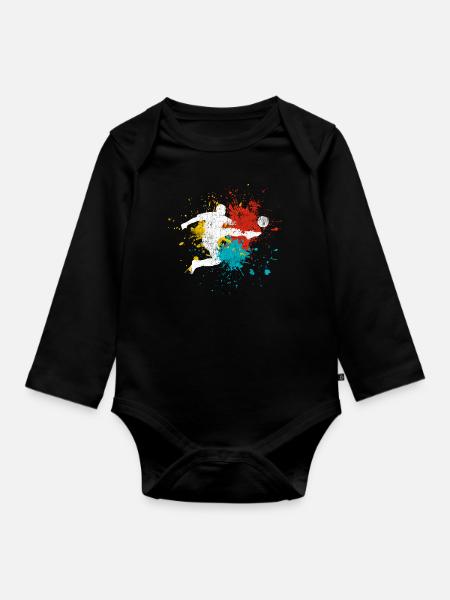 Fußball - Baby Bio-Langarm-Body - Schwarz
