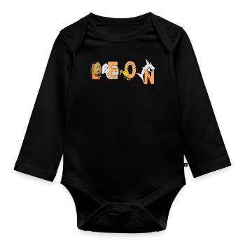 Leon - Baby Bio-Langarm-Body - Schwarz - Vorne