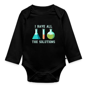 J'ai les solutions, blague de laboratoire de travail chimie - Body Bébé bio manches longues - noir - Devant