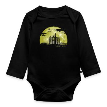 AUCKLAND Moon Light Nuit Etoiles Skyline - Body Bébé bio manches longues - noir - Devant