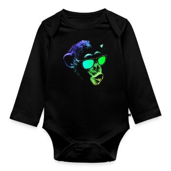 Cool Monkey - Organic Longsleeve Baby Bodysuit - black - Front