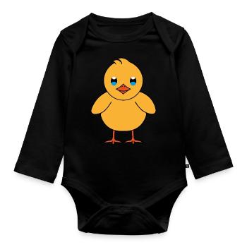 Bird, Chicks "Little Bird" - Organic Longsleeve Baby Bodysuit - black - Front