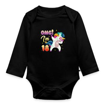 18th birthday - Organic Longsleeve Baby Bodysuit - black - Front